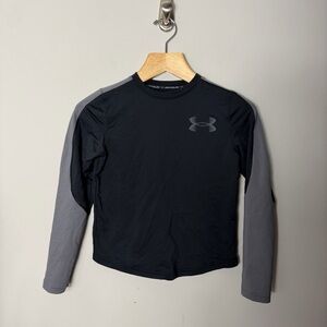 Under Amour Kids Boys Cold Gear Base-layer Long Sleeve Crewneck tee shirt black